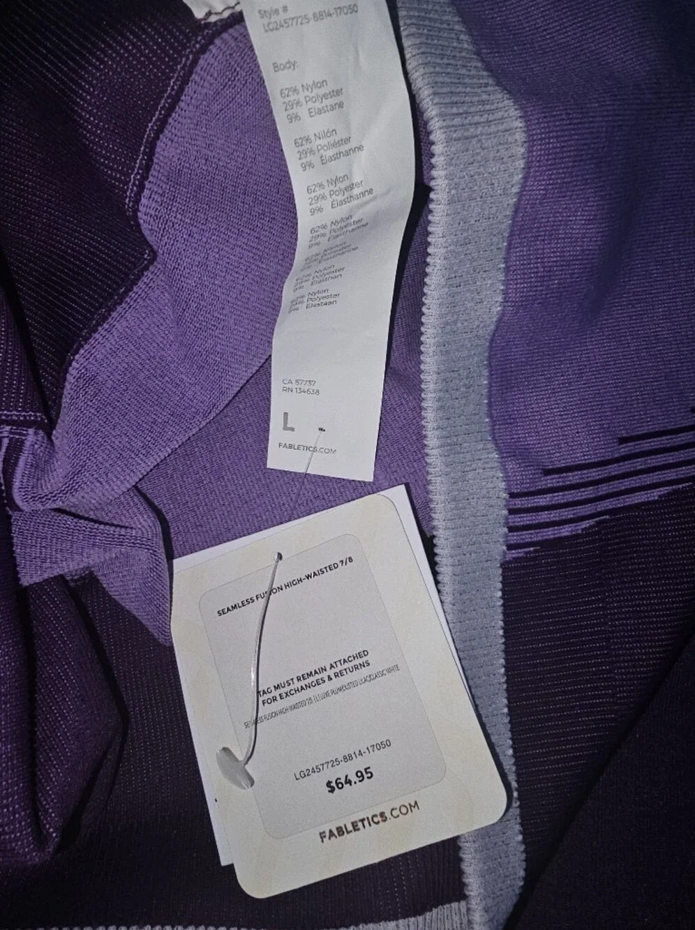 Fabletic’s Legging Fusion Purple/Lilac & Powerhold Black - 2 Pairs - Sz L
